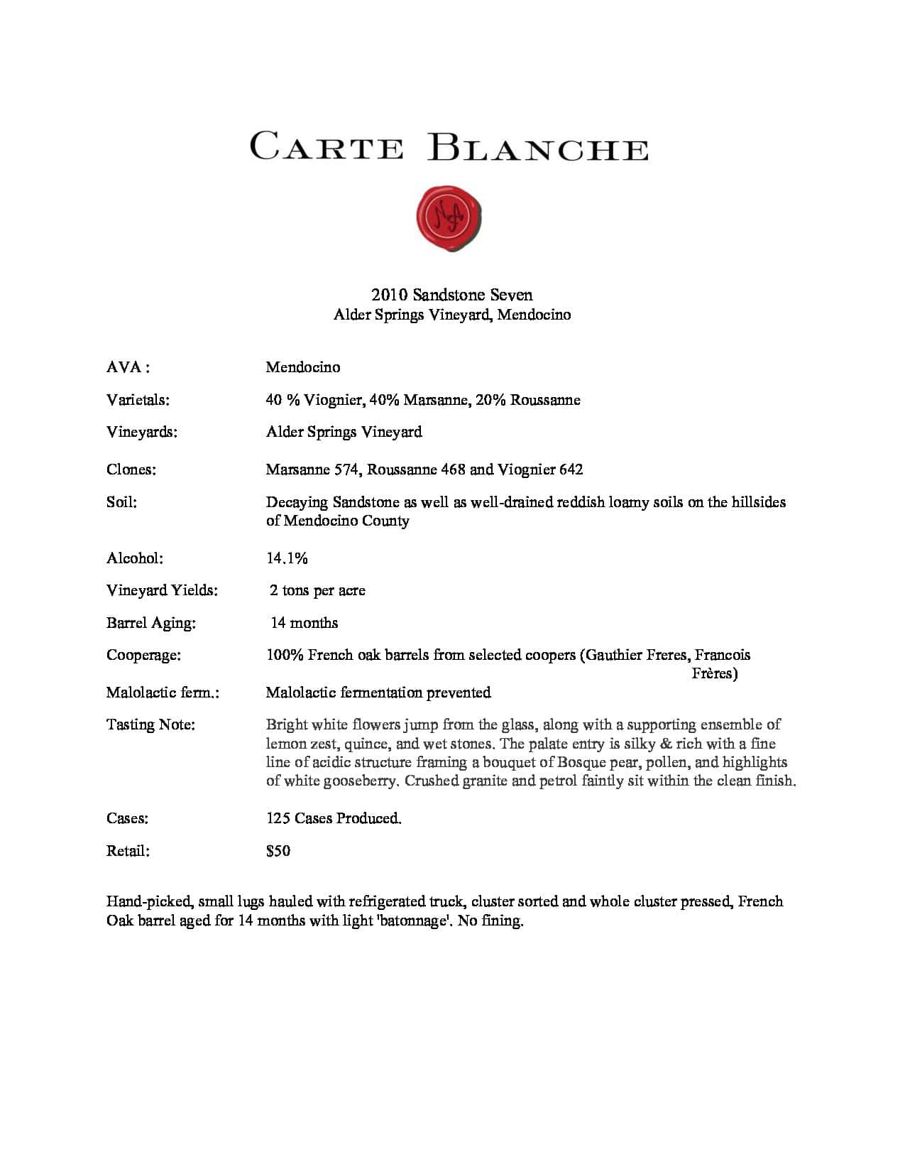 2010 Carte Blanche Sandstone Seven